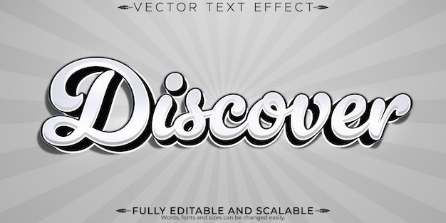 Vetor grátis descubra estilo de texto retro e vintage editável com efeito de texto simples