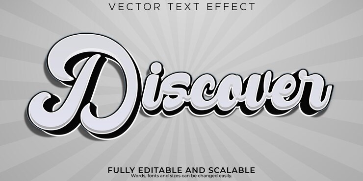 Vetor grátis descubra o estilo de texto retrô e vintage editável de efeito de texto simples