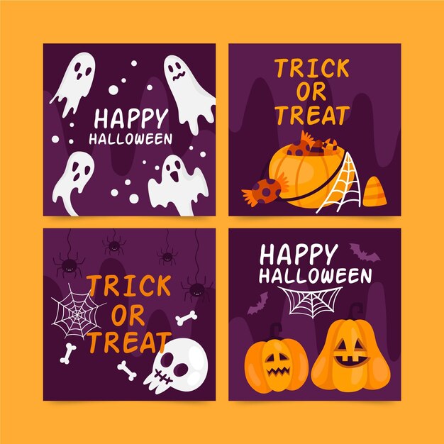 Desenhada coleção de cartões para o evento de halloween