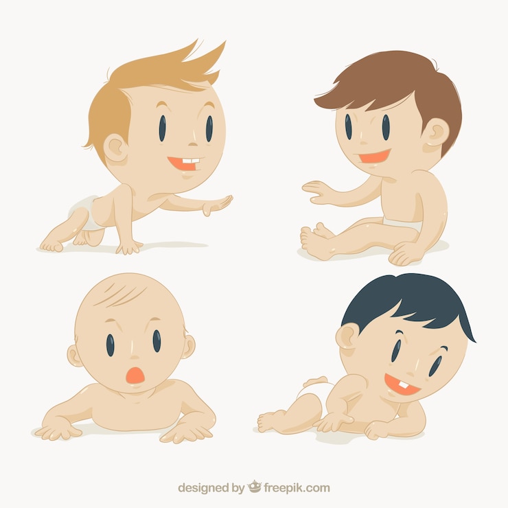 Vetor grátis desenhadas mão bebês encantadores
