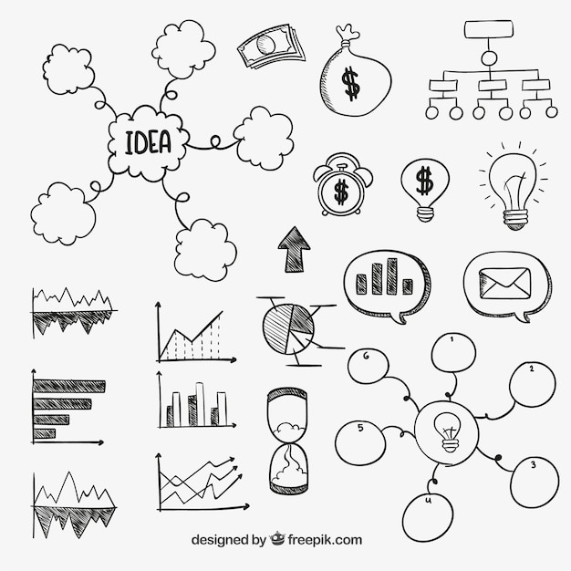 Desenhadas mão diagramas de negócios