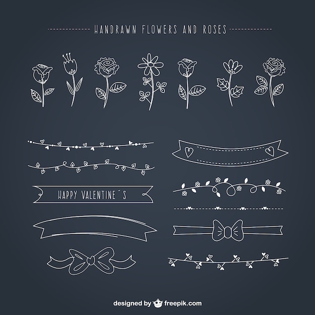 Desenhadas mão ornamentos florais