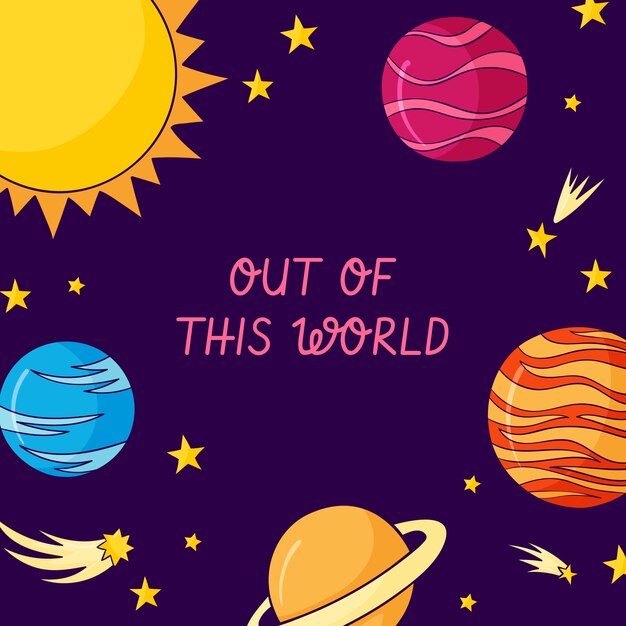 desenhadas mão planetas fundo