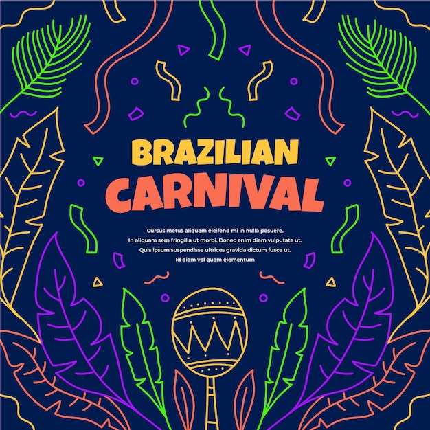 Desenhado à mão colorido carnaval brasileiro