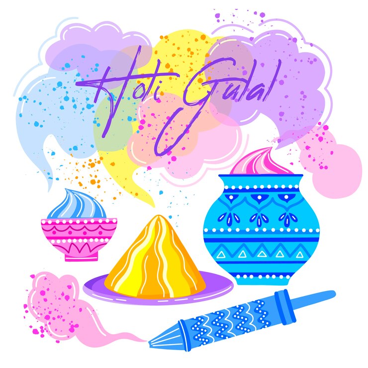 Vetor grátis desenhado à mão colorido holi gulal