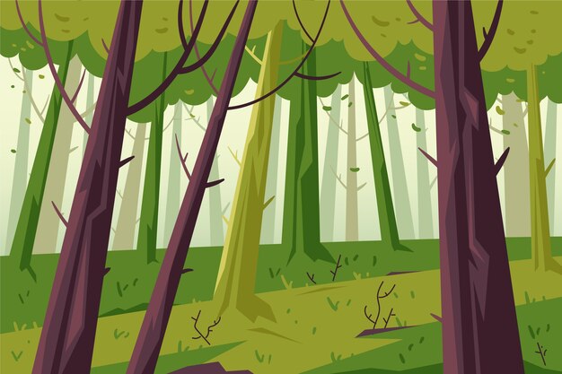 Desenhado à mão design plano paisagem florestal