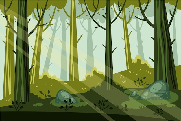 Desenhado à mão design plano paisagem florestal