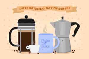 Vetor grátis desenhado à mão dia internacional do café
