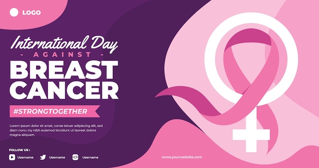 Desenhado à mão dia internacional plano contra câncer de mama modelo de postagem de mídia social