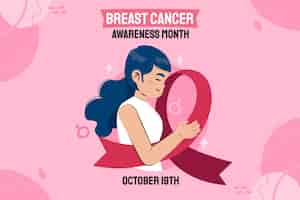 Vetor grátis desenhado à mão dia internacional plano contra o fundo do câncer de mama