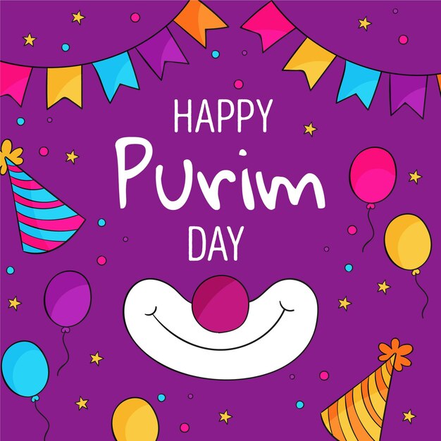 Desenhado à mão feliz dia do Purim