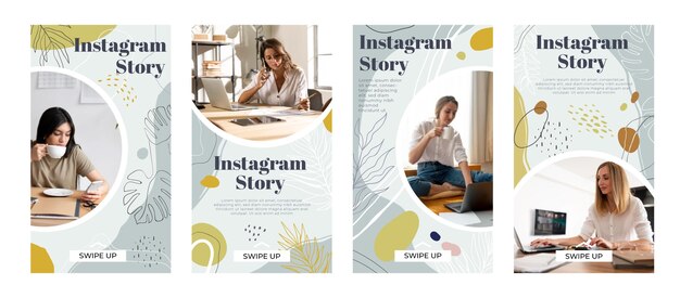 Desenhado à mão formas abstratas histórias do instagram com foto
