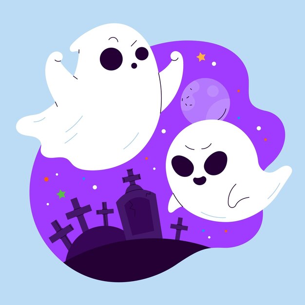 Desenhado à mão ilustração plana de fantasma de halloween