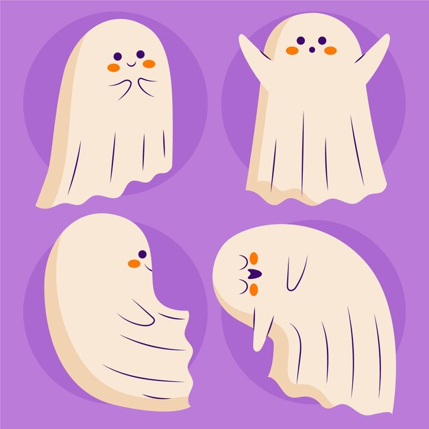 Desenhado à mão ilustração plana de fantasma de halloween