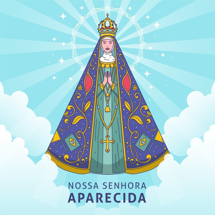Vetor grátis desenhado à mão nossa senhora aparecida