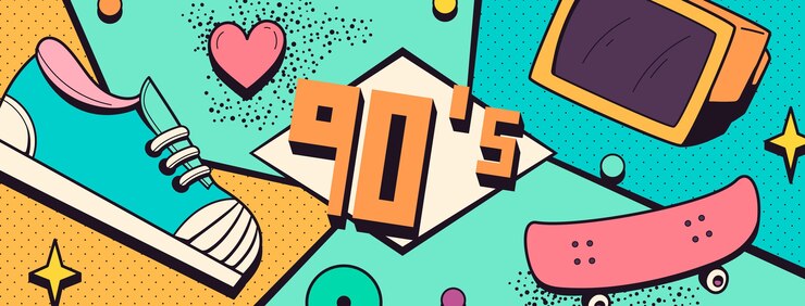 Vetor grátis desenhado à mão nostálgico capa do facebook dos anos 90