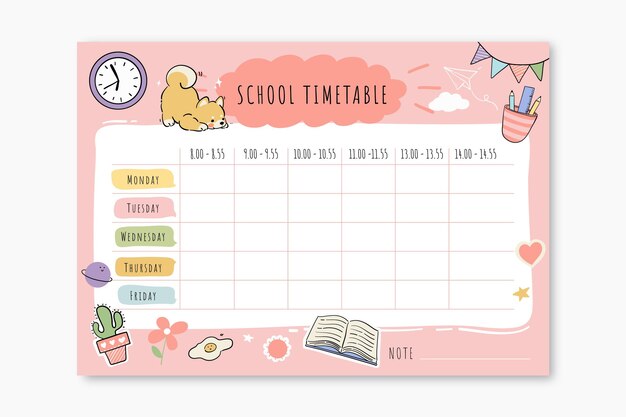 Desenhado à mão para o modelo de calendário escolar