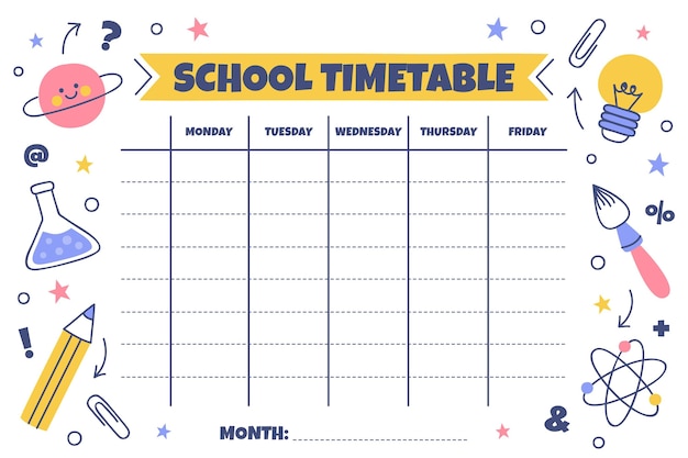 Desenhado à mão para o modelo de calendário escolar