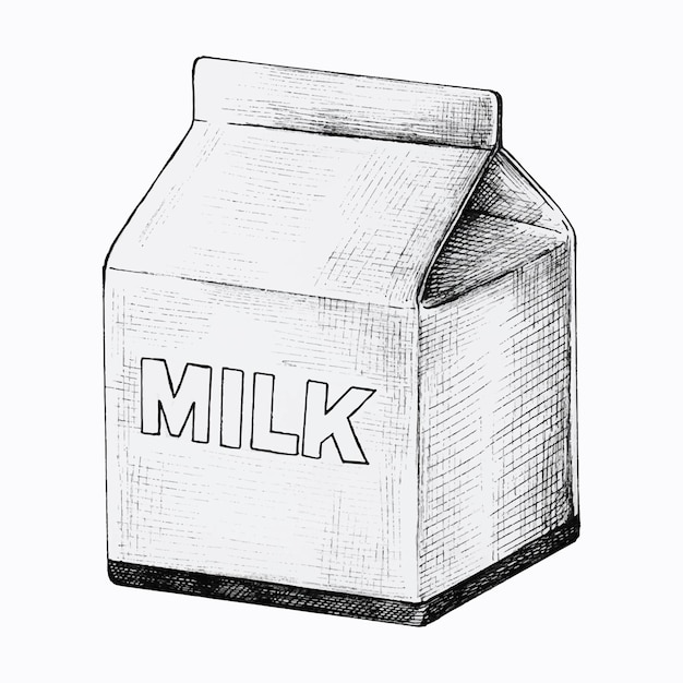 Desenhado à mão uma pequena caixa de leite