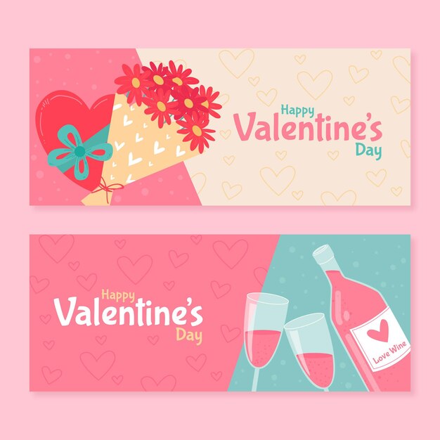 Desenhado lindos banners do dia dos namorados