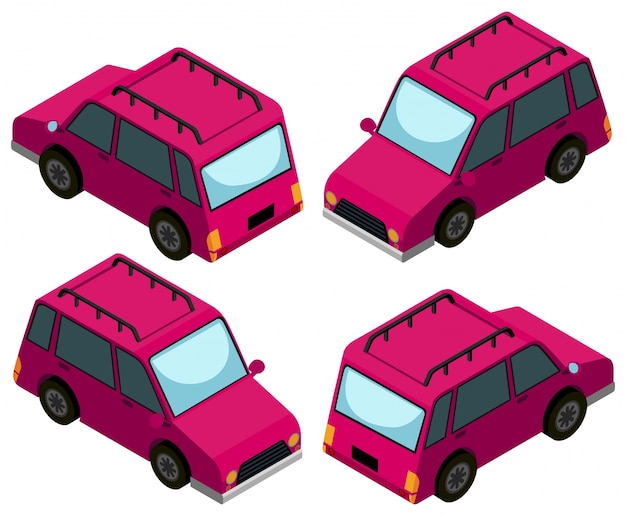 Vetor grátis desenho 3d para carros cor-de-rosa