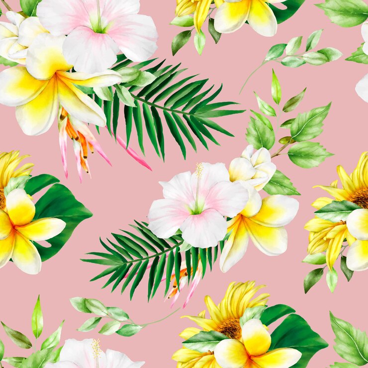 Vetor grátis desenho à mão design de padrão floral sem costura de verão