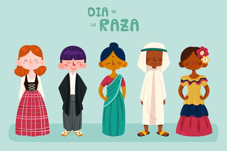 Vetor grátis desenho à mão dia de la raza