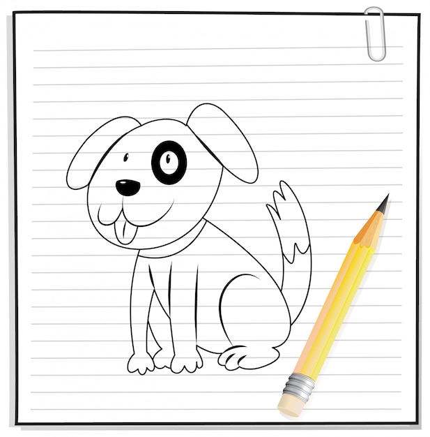 Vetor grátis desenho à mão do contorno de um cachorro fofo