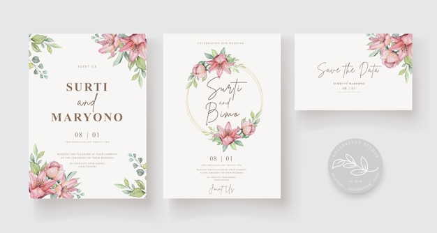 Desenho à mão elegante para convite de casamento design floral