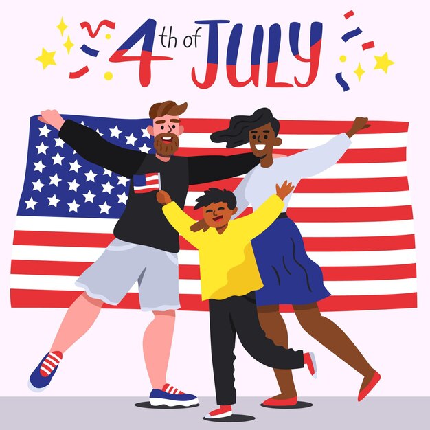 Desenho à mão em 4 de julho - ilustração do dia da independência