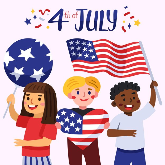 Desenho à mão em 4 de julho - ilustração do dia da independência