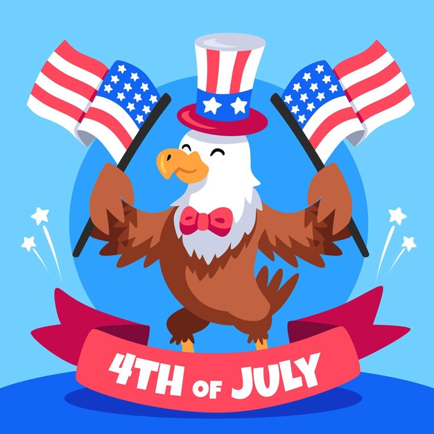 Desenho à mão em 4 de julho - ilustração do dia da independência