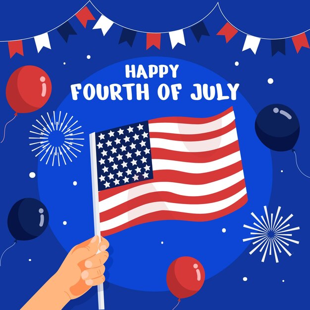 Desenho à mão em 4 de julho - ilustração do dia da independência