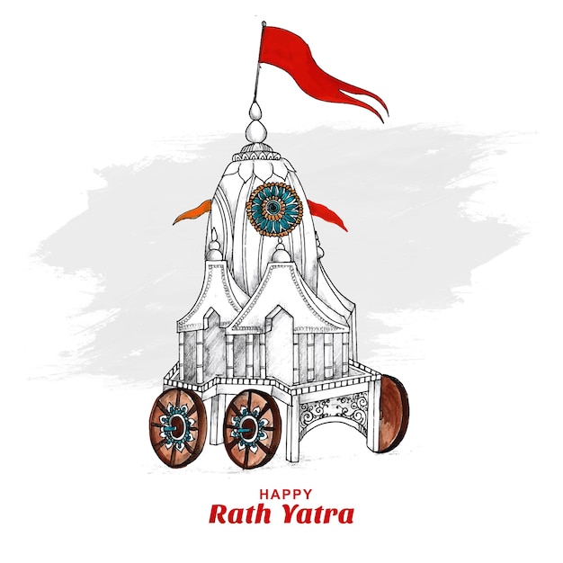 Vetor grátis desenho à mão ratha yatra sketch lord of jagannath celebration design