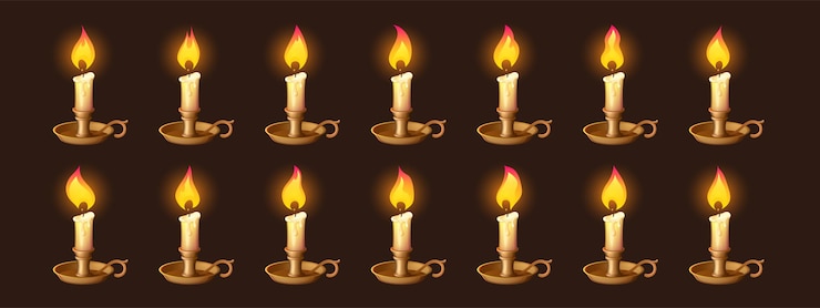 Vetor grátis desenho animado acendendo velas em animação de um castiçal