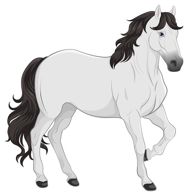 Vetor grátis desenho animado de cavalo branco isolado