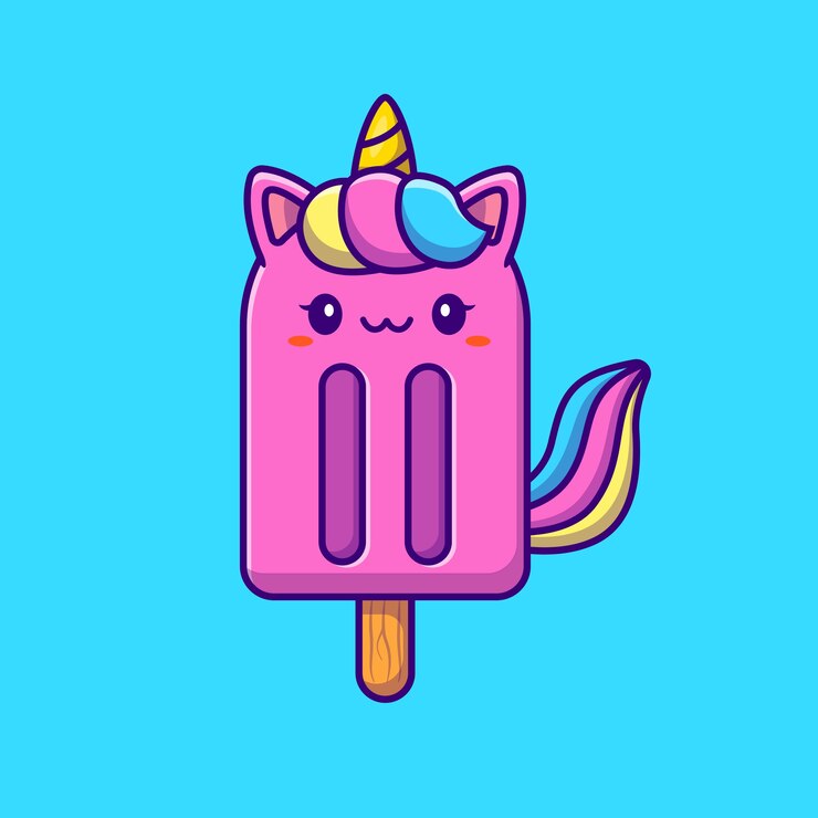 Vetor grátis desenho animado de picolé de unicórnio fofo