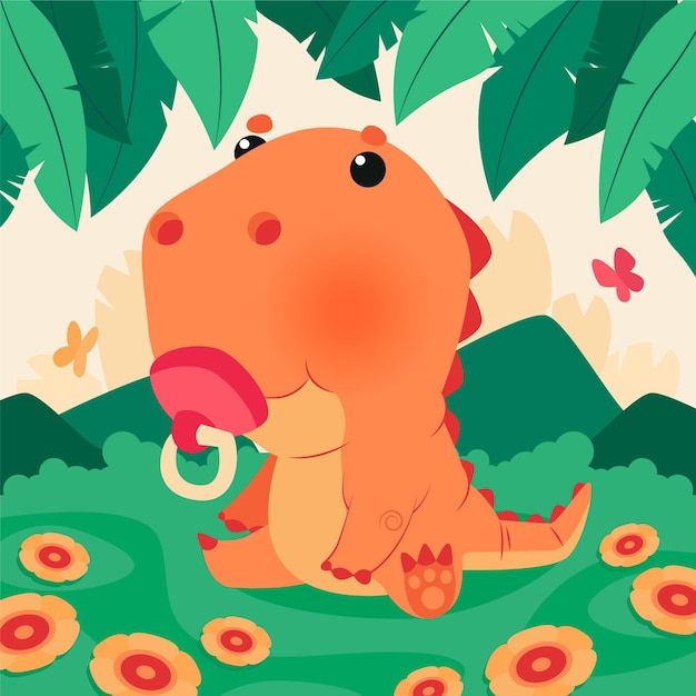 Desenho animado do bebê dinossauro ilustrado