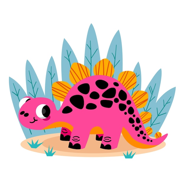 Vetor grátis desenho animado do bebê dinossauro ilustrado