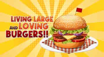 Vetor grátis desenho animado do ícone de hambúrgueres grandes e amorosos