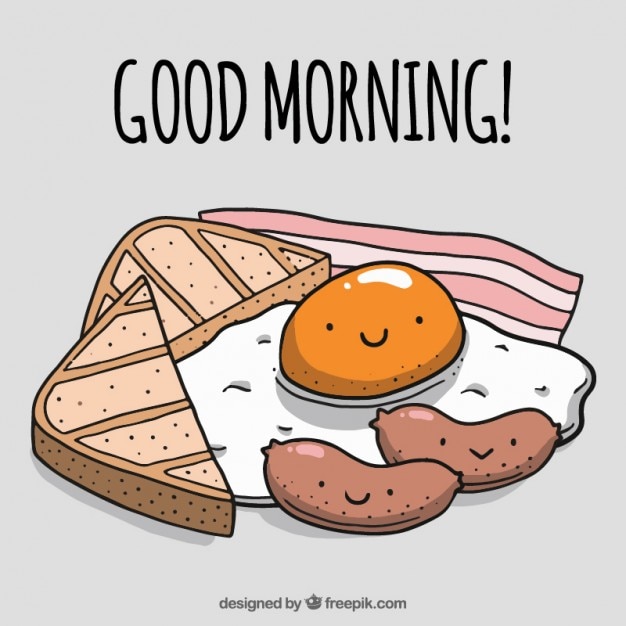 Vetor grátis desenho bom pequeno-almoço na parte da manhã