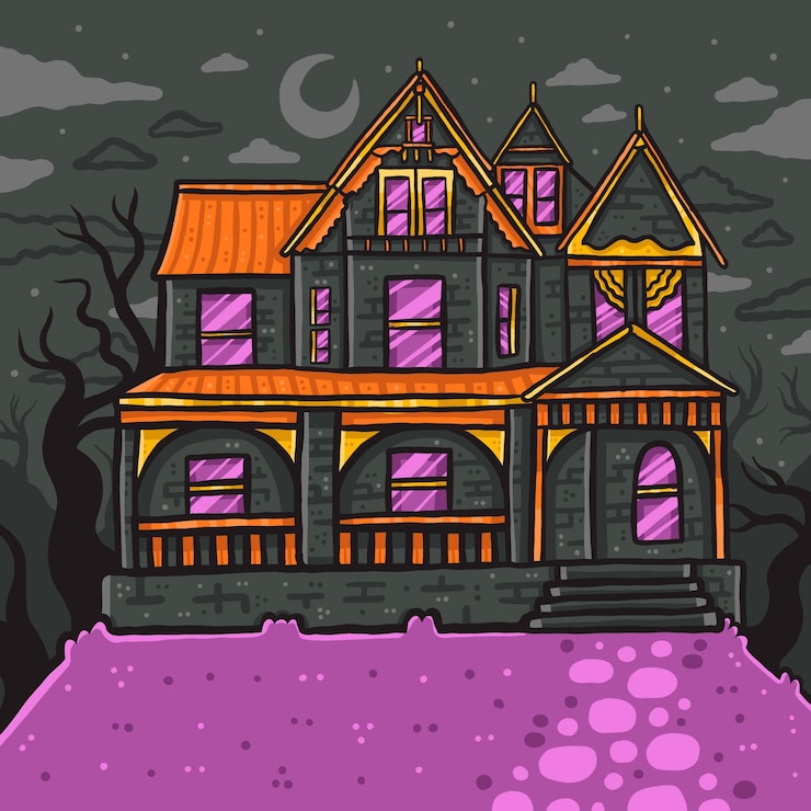Vetor grátis desenho casa de halloween