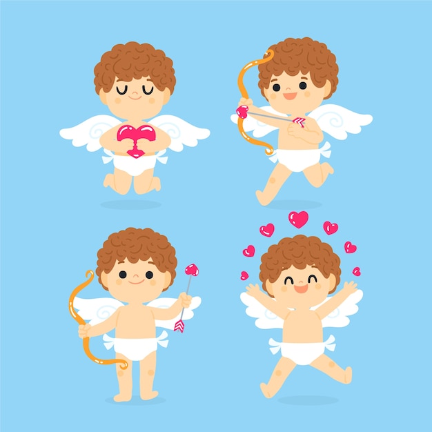 Desenho com coleção de personagens cupido