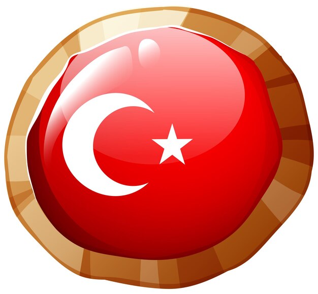 Desenho da bandeira da Turquia em crachá redondo