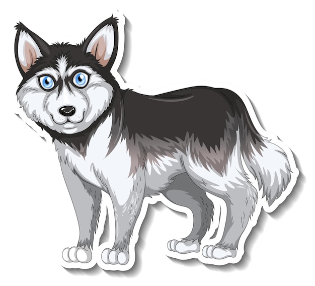 Vetor grátis desenho de adesivo com cão husky siberiano isolado