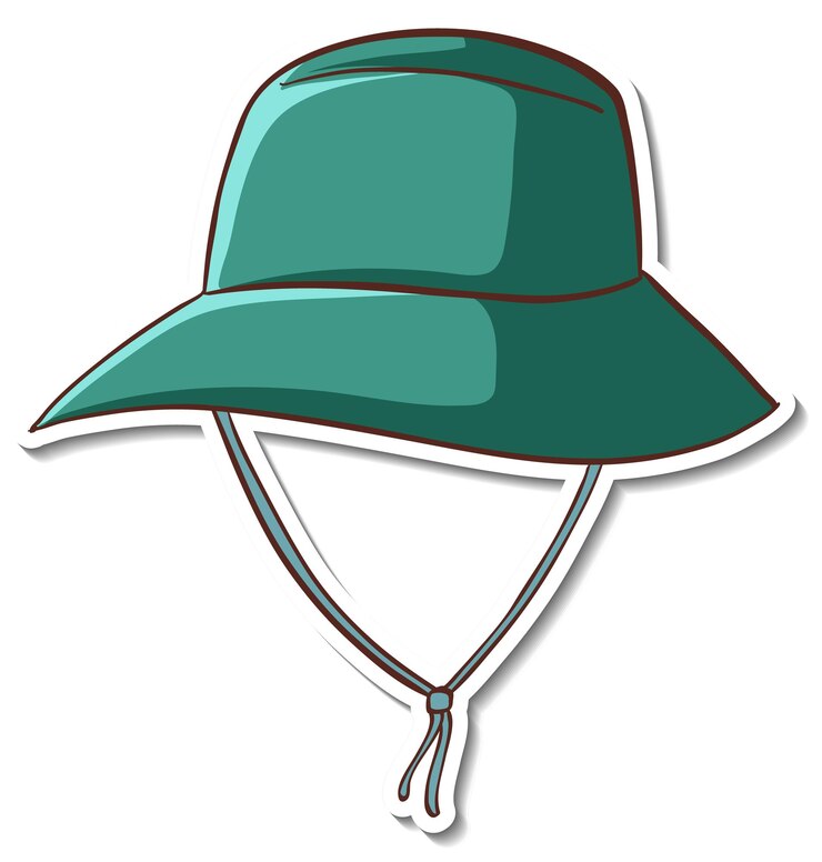 Vetor grátis desenho de adesivo com chapéu de balde verde isolado