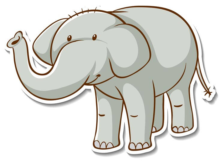 Vetor grátis desenho de adesivo com elefante fofo isolado