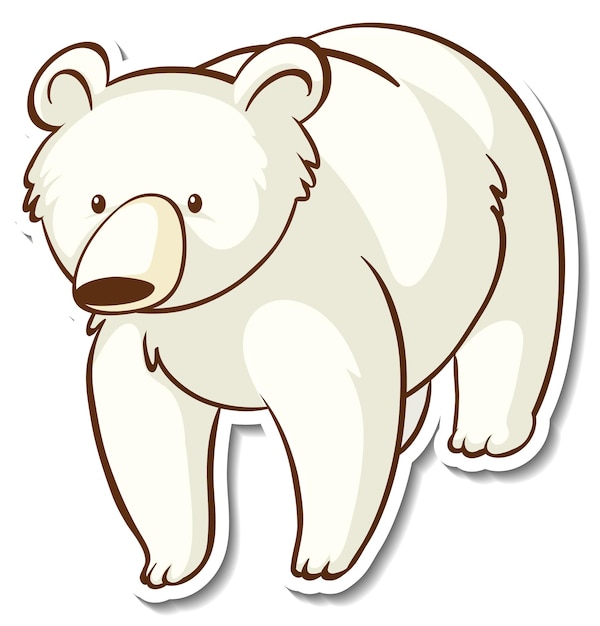 Desenho de adesivo com urso polar isolado