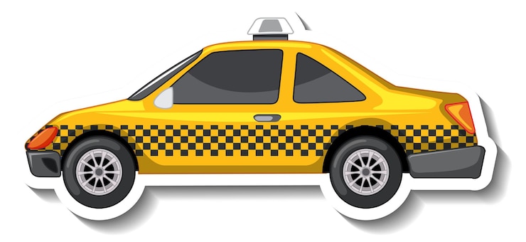 Vetor grátis desenho de adesivo com vista lateral de um carro de táxi isolado