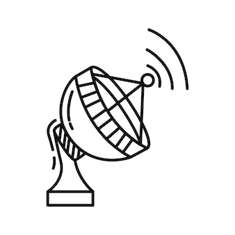 Desenho de antena de satélite com estilo desenhado à mão. ilustração vetorial